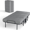 Folding Beds with Mattress, Portable Foldable Bed for Adults, Roll Away Bed Guest on Wheels, Memory Foam Mattress and Metal Frame, Space Saving Fold