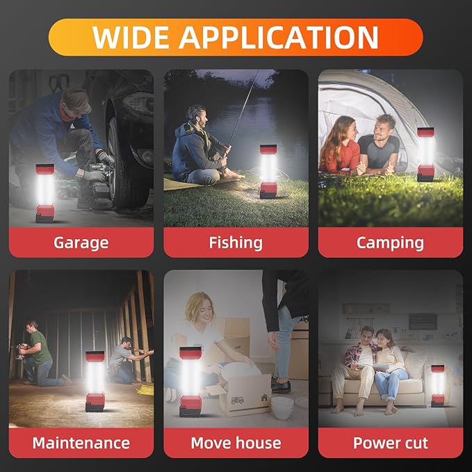 LED Work Light Compatible with Milwaukee M18 Battery, 2900LM 360° Cordless Jobsite Light for Garage, Workshop & Camping, 2 Modes Lantern with Type-C Charging Port (Battery Not Included)