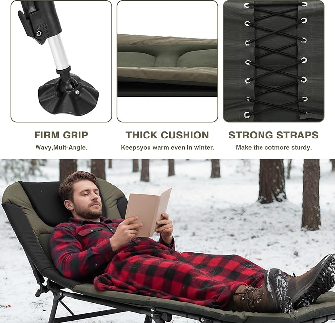 33in Wide Camping Sleeping Cots 397LBS Max Load Foldable Bed Cot with Carry Bag Easy to Set Up for Home Office Nap and Outdoor Beach