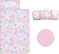 Kids Nap Mat Portable Slumber Bags with Removable Pillow and Blanket for Girls Boys, Lightweight Extra Large Sleeping Bag for Preschool Camping Daycare