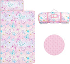 Kids Nap Mat Portable Slumber Bags with Removable Pillow and Blanket for Girls Boys, Lightweight Extra Large Sleeping Bag for Preschool Camping Daycare
