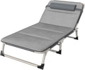 Folding Camping Cot for Adluts, Portable Lightweight Camping Bed with Pillow,4-Position Adjustable Backrest with Strong Steel Frame,Indoor Outdoor Recliner Chair for Home,Office,Outdoor (Style -3)