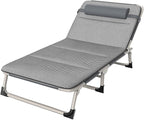 Folding Camping Cot for Adluts, Portable Lightweight Camping Bed with Pillow,4-Position Adjustable Backrest with Strong Steel Frame,Indoor Outdoor Recliner Chair for Home,Office,Outdoor (Style -3)