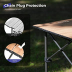 Camping Table Folding Portable Camp Aluminum Fold Up Lightweight Roll Up Table Adjustable Height with Carry Bag Indoor Outdoor for Camping, Picnic, Backyard, BBQ, Patio, Wood Grain