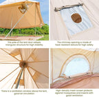 MC TOMOUNT Canvas Tent Bell Tent Yurt with Stove Jack Zipped Removable Floor for Glamping Truck Car Camping