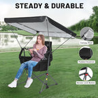 Nice C Hammock Camping Chair with Canopy, Portable Swinging Camping Chair with Shade, Outdoor Folding Swinging Umbrella Chairs, Rocking Camping Chairs, with Adjustable Canopy, Cup Holder (1 Pack)