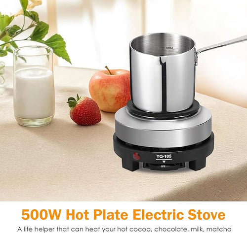 500 Watt Hot Plate, Portable 500W Electric Hot Plate, Electric Camping Stove Low Watt, Single Burner, for Milk Water Coffee Heating (US Plug）