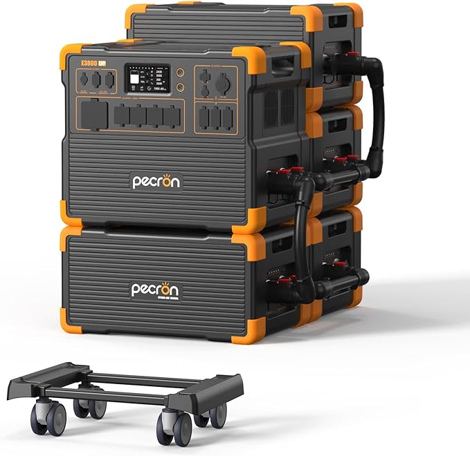 PECRON 19.2kWh Portable Power Station, E3800 LFP with 4 Extra Batteries, 4200W Solar Generator, LiFePO4 Battery Backup Power Station, Fast Charging for Home Emergency, Camping, RV & Off-Grid Living