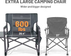 Timber Ridge XXL Directors Chair, 600lbs Capacity Heavy Duty Folding Camping Chair with Side Table & Insulated Pocket, Oversized Portable Chair with Carry Strap