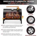 Joyfair Portable Charcoal Grill with Thermometer, Small Tabletop Barbecue Grill for Outdoor Camping Backyard Party BBQ Cooking, Extra Thick Steel & Heavy Duty, Innovative Design & Easy Assembly