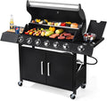 6-Burner w/Side Burner Gas Grill with 403 SQ.IN. Outdoor Grill with 60,000 BTU,Propane Grills with Top Cover Lid,Grills Outdoor Cooking for Patios,Camping,Balcony-Q032