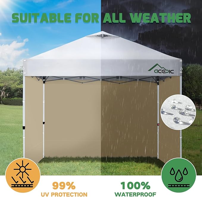 Sidewalls for 10x10 Pop Up Canopy, 210D Polyester Waterproof Canopy Sidewalls with UV Protection, Sunwall Only (Khaki, 10 * 10ft 3PCS)