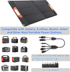 100W Portable Solar Panel for Power Station, Compatible with Jackery, Ecoflow, Bluetti, Anker and More Portable Power Stations, Weatherproof for Camping, RV, Emergency Power (100W)