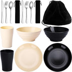 Kyraton Camping Utensils - Travel & Picnic Mess Kit, Silverware Set Includes Knife, Spoon, Fork, Cup, Bowl, Plate - Camping Essentials for 2