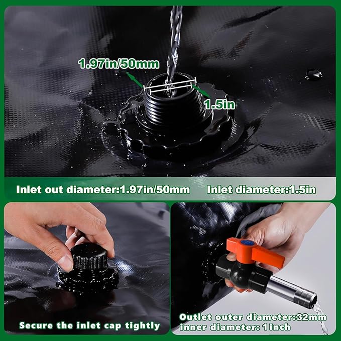 2000 L/528 gal Water Bladder Storage Containers, Foldable Portable Water Tank Large Capacity Soft Water Bag, Drought Resistance, Fire Prevention, Emergency Water