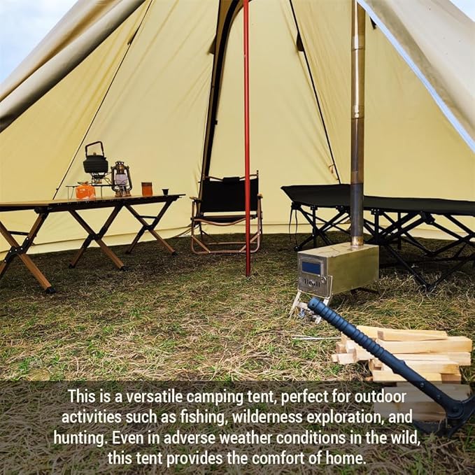 4-6 Person Teepee Hot Tent with Stove Jack Camping Pyramid Teepee Tent for Camping Backpacking Hiking