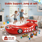 Lewondr Inflatable Kids Bed, Racecar Toddler Air Mattress with Safety Bumpers, Toddler Blow up Mattress with Hand Pump, Portable Toddler Travel Bed for Camping, Sleepovers, Vacation & Home, Red
