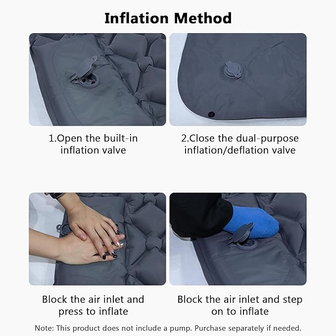 Sleeping Pad, 2 Person Self Inflating Camping Mat, TPU Camping Mattress with Snap Buttons for Couples (Blue)