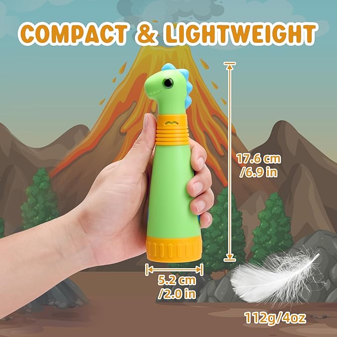 2Pack Rechargeable Dinosaur Flashlight with Roar for Kids, Camping Gear Handheld Flashlight for Kids, Halloween Christmas Lights for Boys Girls, Dino Kid Lantern