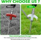 8" Heavy Duty Screw in Tent Stakes, Metal Camping Stakes, Drill-In Ground Anchor, Threaded Stakes for Canopies, Gardening, Yard Inflatables, with Hex Socket and Storage Bag (20, Luminous)