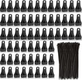 60PCS Upgrade Large Tarp Clips Heavy Duty Lock Grip Tarp Clamps Thumb Screw Tent Clamps with 200 Pcs Zip Cable Ties for Swimming Pool Cover Awnings Outdoor Camping Caravan Canopies Car Covers