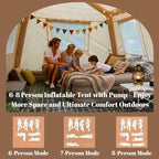 Easy Setup Inflatable Camping Tent, Waterproof 4 Season Air Tent with Hand Pump, Oxford Glamping Tent for 4/6/8 Adults