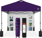 Best Choice Products 10x10ft Pop Up Canopy Tent with Sidewall, 1 Person 1 Minute Set Up, Carry Case, 4 Weight Bags - Amethyst Purple