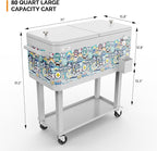 VINGLI 80 Quart Rolling Ice Chest, Portable Patio Party Bar Drink Cooler Cart, with Shelf, Beverage Pool with Bottle Opener
