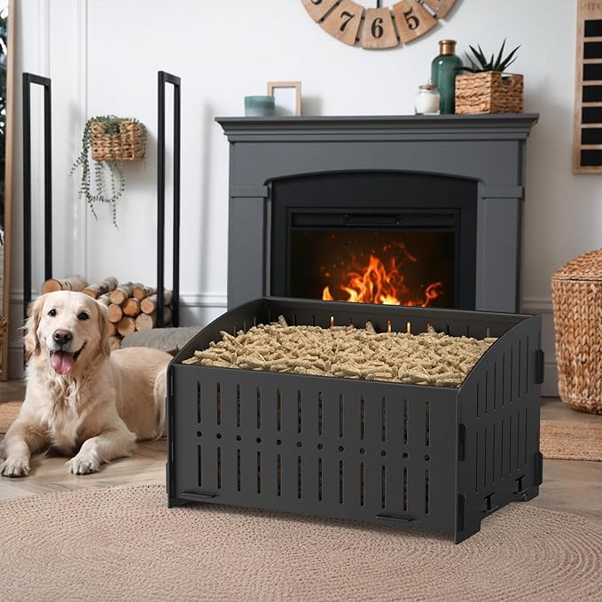 Small Pellet Basket, Portable Pellet Burner Basket for Fireplaces and Wood Stoves, Emergency Camping Stove, 11.5 × 8 × 6.7inch