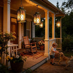 Solar Lanterns Outdoor Waterproof, 2 Pack Glass Hanging Solar Lights with Flickering Flameless Candle, Outdoor Lanterns for Patio Wall Porch Table Garden Yard Tree, Gift for Women Mom - Bronze