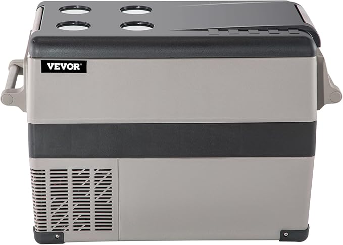 VEVOR 12 Volt Refrigerator, 48 Quart (45L) Fast Cooling Portable Freezer with App Control (-4℉~68℉), Car Fridge with 12/24v DC & 110-240v AC for Travel, Truck, Camping and Home Use, Black