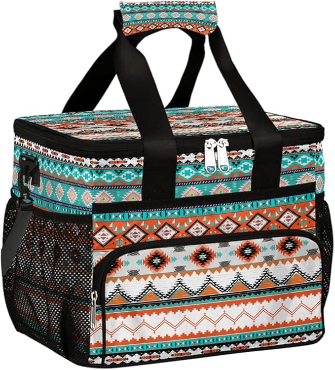 Pardick Ethnic Boho Western Soft Cooler Bag Insulated Lunch Box for Men & Women, Large Leakproof Lunch Bag Portable Beach Cooler for Work, Picnic, Road Trips,Fishing, Travel, Camping,A-1