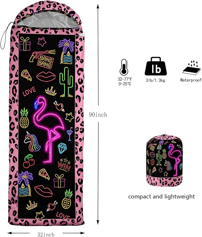 HOSIMA Butterfly Sleeping Bags for Adults and Kids for Camping,Black Gothic Ultralight Sleeping Bag for Cold Weather Summer.
