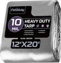 Tarp 12x20 Feet, 10 Mil Large Waterproof Tarps Heavy Duty with Grommets Every 23.6", Thick Plastic Tarp, UV Resistant Tear&Fade Resistant, Reinforced Edges for Outdoor Pool Camp Tent