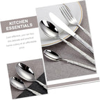 1 Set Household Heavy Mirror Dinnerware Dishwasher Tableware Dinner Forks Outdoor Spoon Kitchen Knives Safe Cutter Travel Duty Serving Stainless Home Knife Steak for Kit Camping Kitchenware