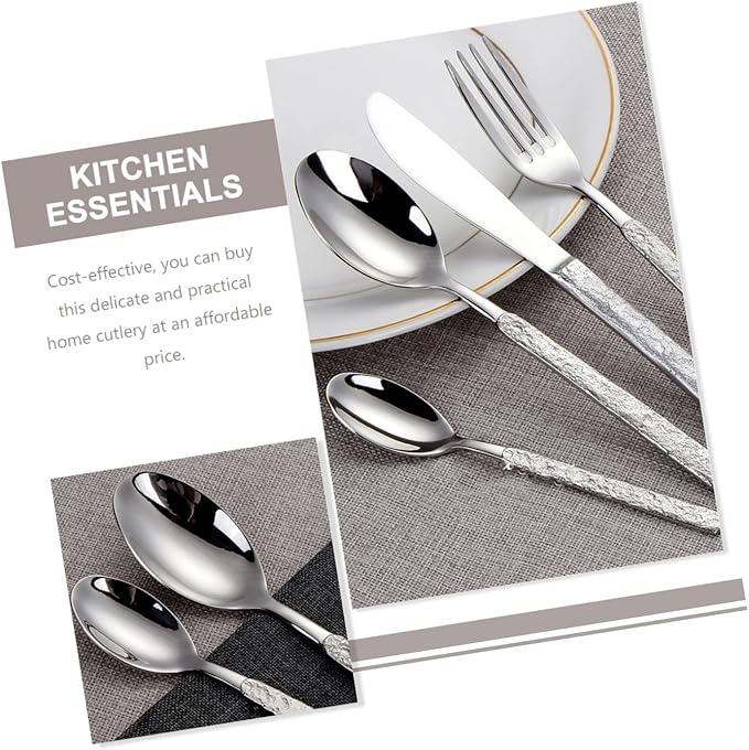1 Set Household Heavy Mirror Dinnerware Dishwasher Tableware Dinner Forks Outdoor Spoon Kitchen Knives Safe Cutter Travel Duty Serving Stainless Home Knife Steak for Kit Camping Kitchenware