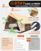 KingCamp Camping Tent with Floor 6-8 Person, Canvas Hot Tent with Stove Jack, Waterproof & Windproof Cabin Tent for Family Camping & Outdoor Parties