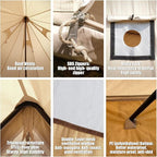 Canvas Bell Tent Yurt Tent 4 Seasons for Camping 100% Cotton Glamping Tents with Stove Jack, Family Camping Outdoor Hunting Party