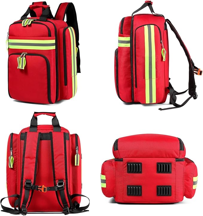Gatycallaty First Aid Backpack - Medical Evacuation Bag - Red Emergency Lifeguard Bag for Ems Emt First Responder Trauma (Red, Pack of 3)