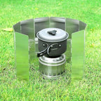 Camp Stove Windscreen, Ohuhu Camping Stove Windscreen 8/10/12 Plates Aluminum Folding Portable Camping Stove Windshield Grill Wind Screen for Camp with Carry Bag for Camping Hiking Picnic Backpacking