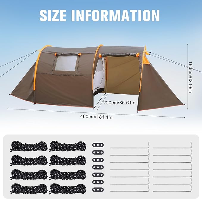 generic Oxford 2-Person Backpacking Tent Windproof Lightweight Tent Rainproof Waterproof Tent for Camping Hiking Cycling