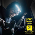OPTIMAL VENTURES LITEBAND PRO Multi-Beam Rechargeable LED Headlamp, 1500 Lumens, 210° Wide Beam + Focused Spot, Hard Hat Compatible, Professional No-Bounce Fit, IPX5 Weather Resistant, Yellow