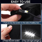 Syhood 2 Pieces LED Baseball Caps Flashlight Hats Hands Free Baseball Caps with Light Built in 5 Battery Powered Headlamp LED Hats Light for Men Fishing Jogging Camping Hand Work