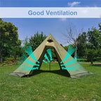 10.5' x 5.2' Camping Tent with Stove Jack Outdoor Teepee Tent for Family Camping Backpacking Hiking,Teepee Tent