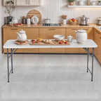 ZenStyle 6 ft Folding Table - 71"x27" Rectangular Portable Plastic Table for Indoor, Outdoor, Camping, Parties & Events | Lightweight Multi-Purpose Utility & Dining Table