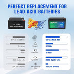 Aokly 12V 12Ah LiFePO4 Battery, Low-Temp Protection, 4000+ Cycles, Built-in 12A BMS, for UPS, Ride on Toys, Fish Finder, Marine, Power Wheels