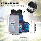 Wolf Universe Backpack with Lunch Box for Men Cool School Bag for Teen Boys Insulated Lunch Bag for Outdoor Polyester Bookbag for Travel Camping