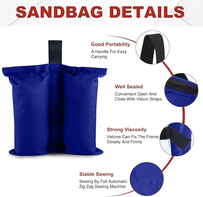 ABCCANOPY Canopy Weights 120 LBS Gazebo Tent Sand Bags,4-Pack Blue (Without Sand)