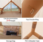 Inflatable Camping Tent with Hand Pump Waterproof Outdoor Blow up Tent 2-8 Person Oxford 4 Season Glamping Air Tent Cabin House with Mesh Windows & Door