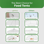 Simply Genius Mesh Food Covers for Outdoors - 2 Jumbo (39x24 in) & 4 Large (17x17 in), White Collapsible 6-Pack - Pop-Up Reusable Food Nets & Tents for Outdoor Serving & Picnics with Bug Protection